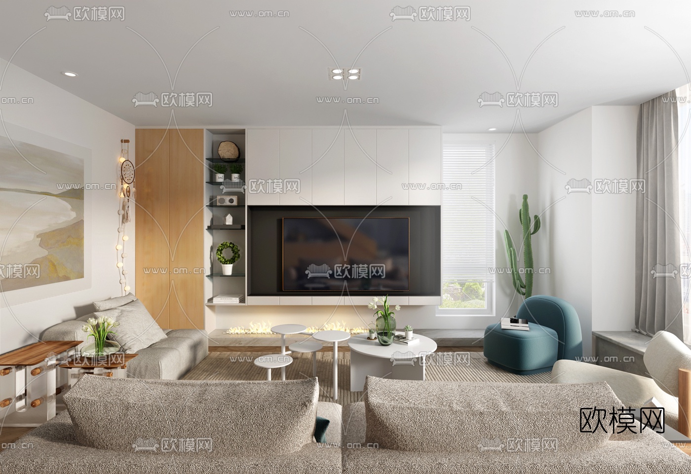 北欧跃式客厅餐厅3d模型