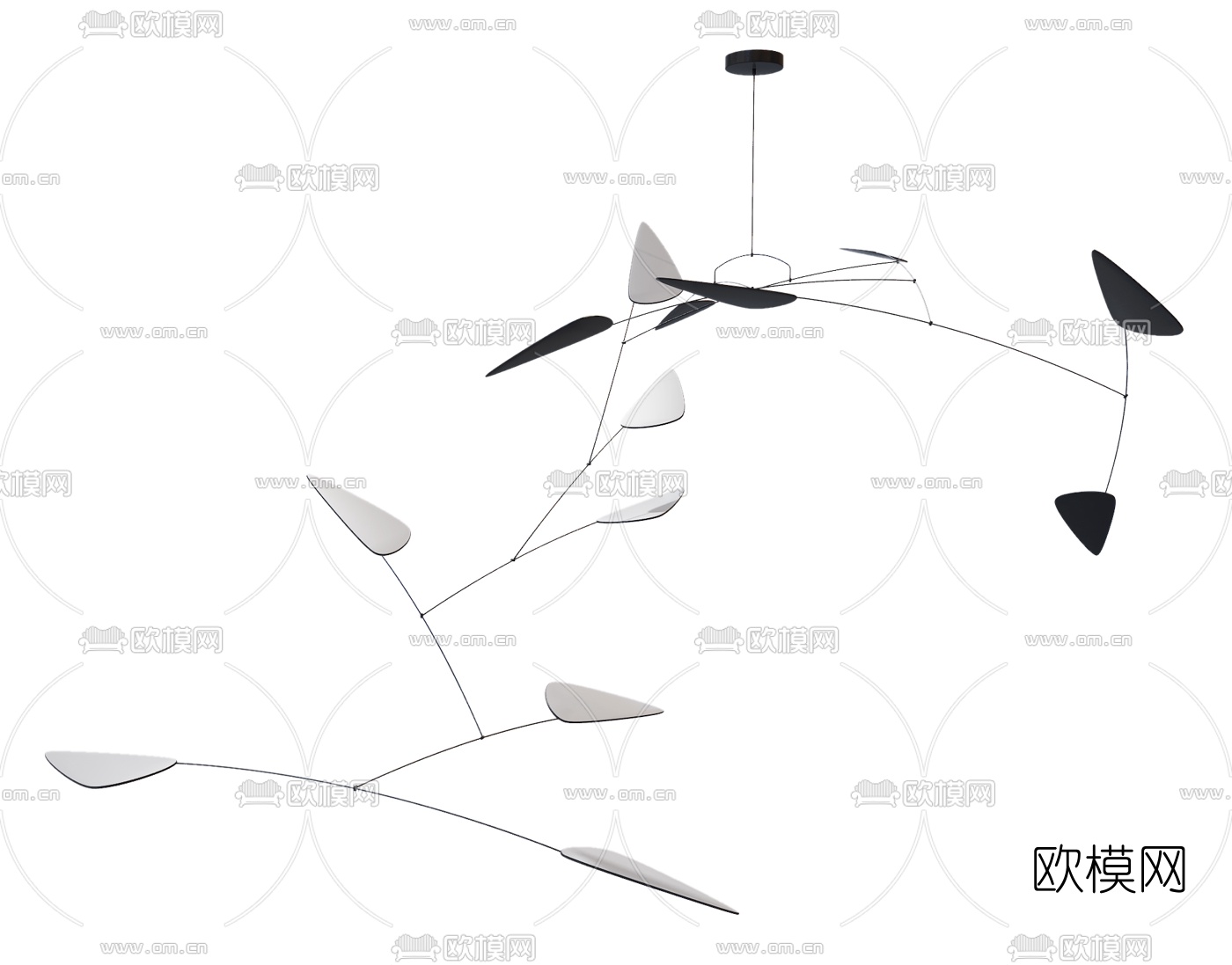 现代叶片花瓣装饰吊灯3d模型