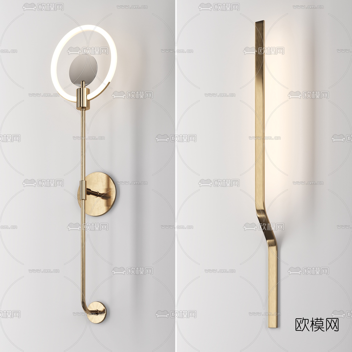 现代金属壁灯3d模型下载（渲染图5）