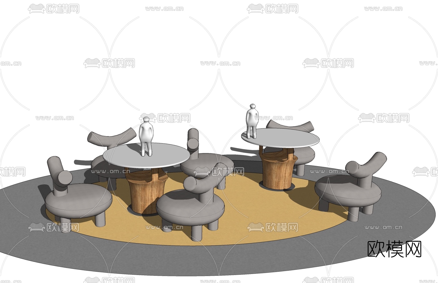 现代儿童桌椅su模型下载