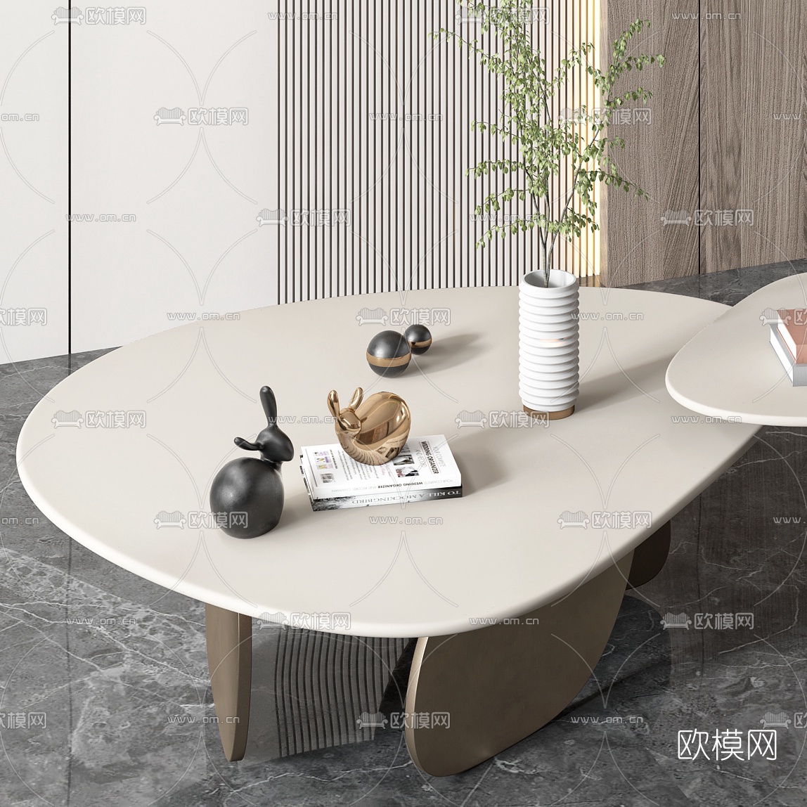 现代轻奢子母茶几3d模型