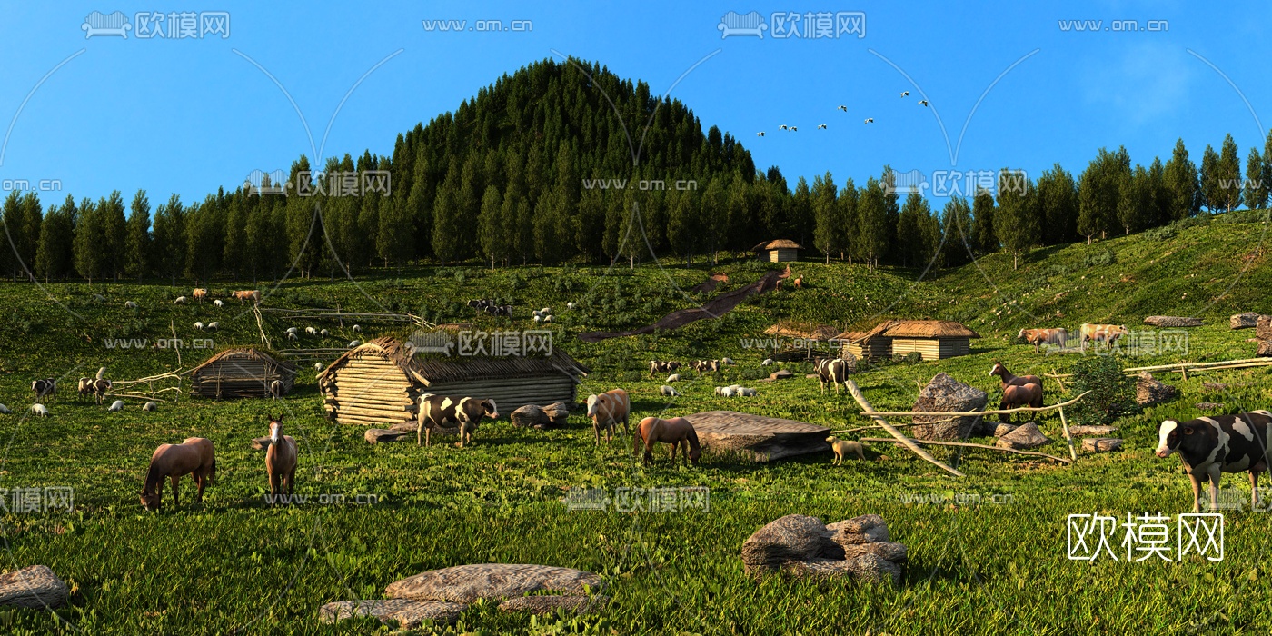 自然风草原牧场3d模型