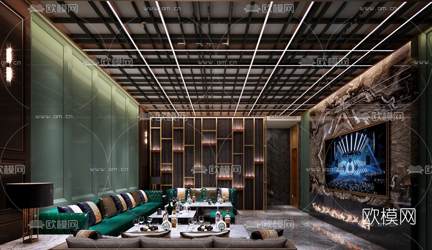 简欧轻奢KTV包房3d模型下载