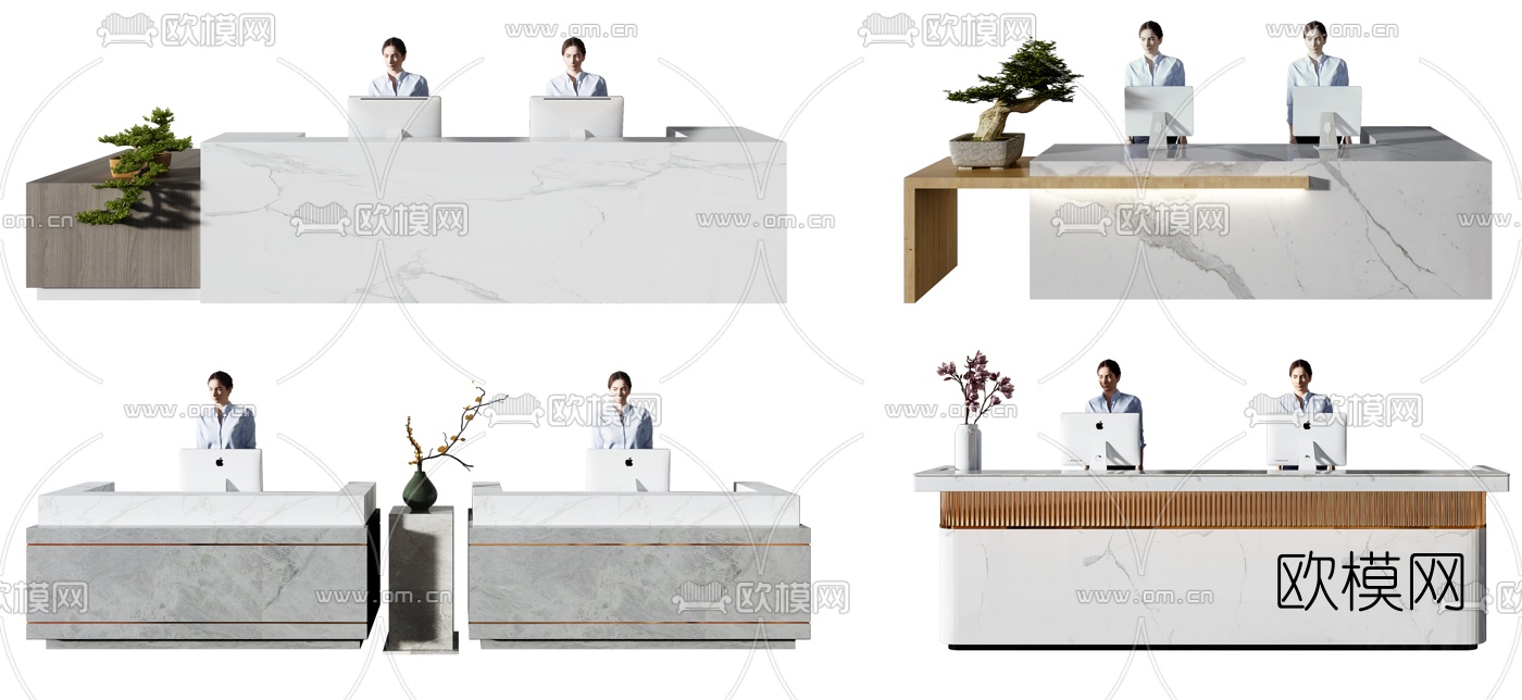 现代大理石前台接待台3d模型下载