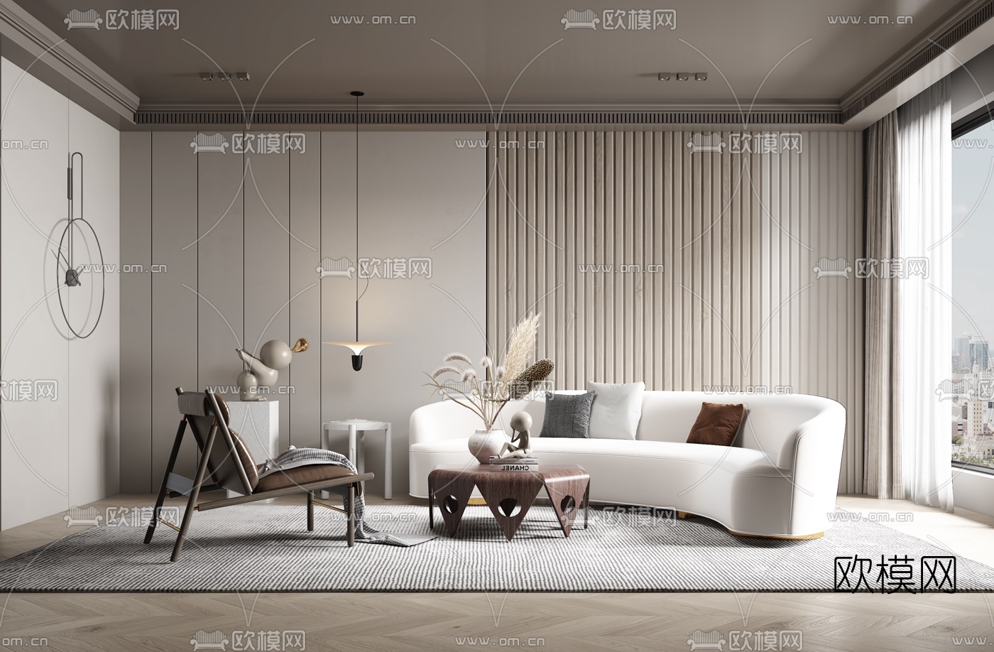 现代弧形沙发组合3d模型下载_ID10010841_3dmax免费模型-欧模网