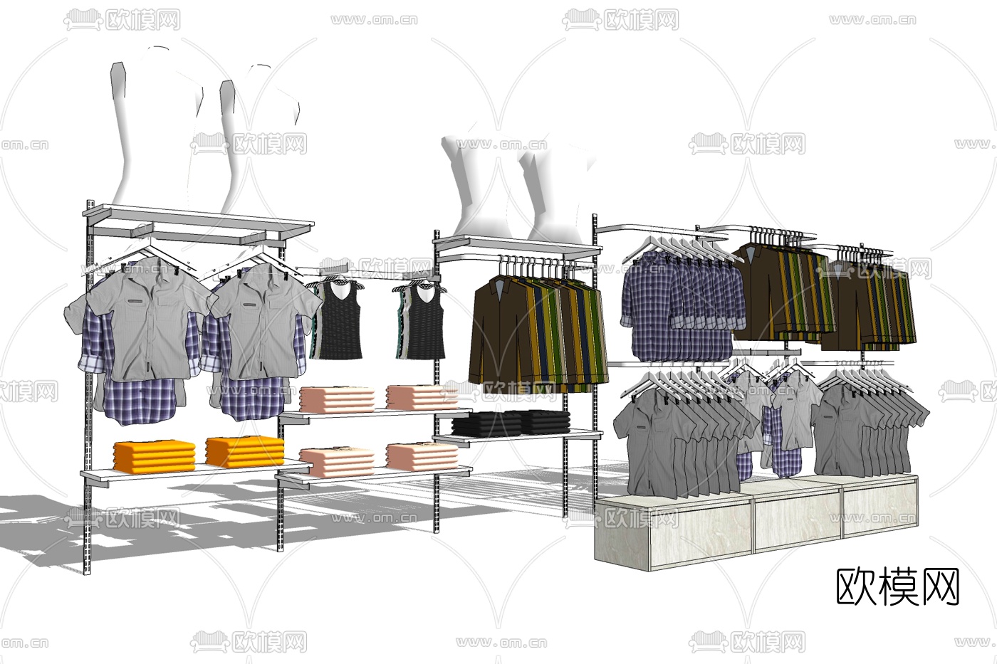 现代服饰货架免费su模型下载