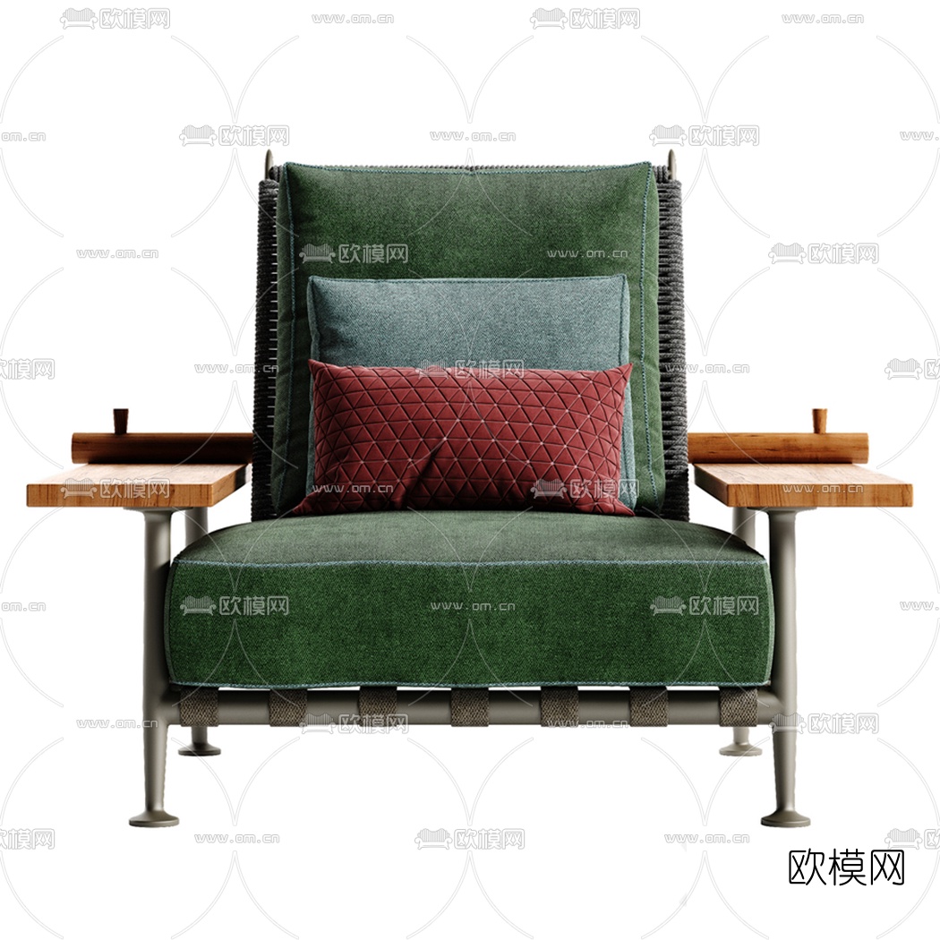 现代布艺单人沙发3d模型下载（渲染图3）