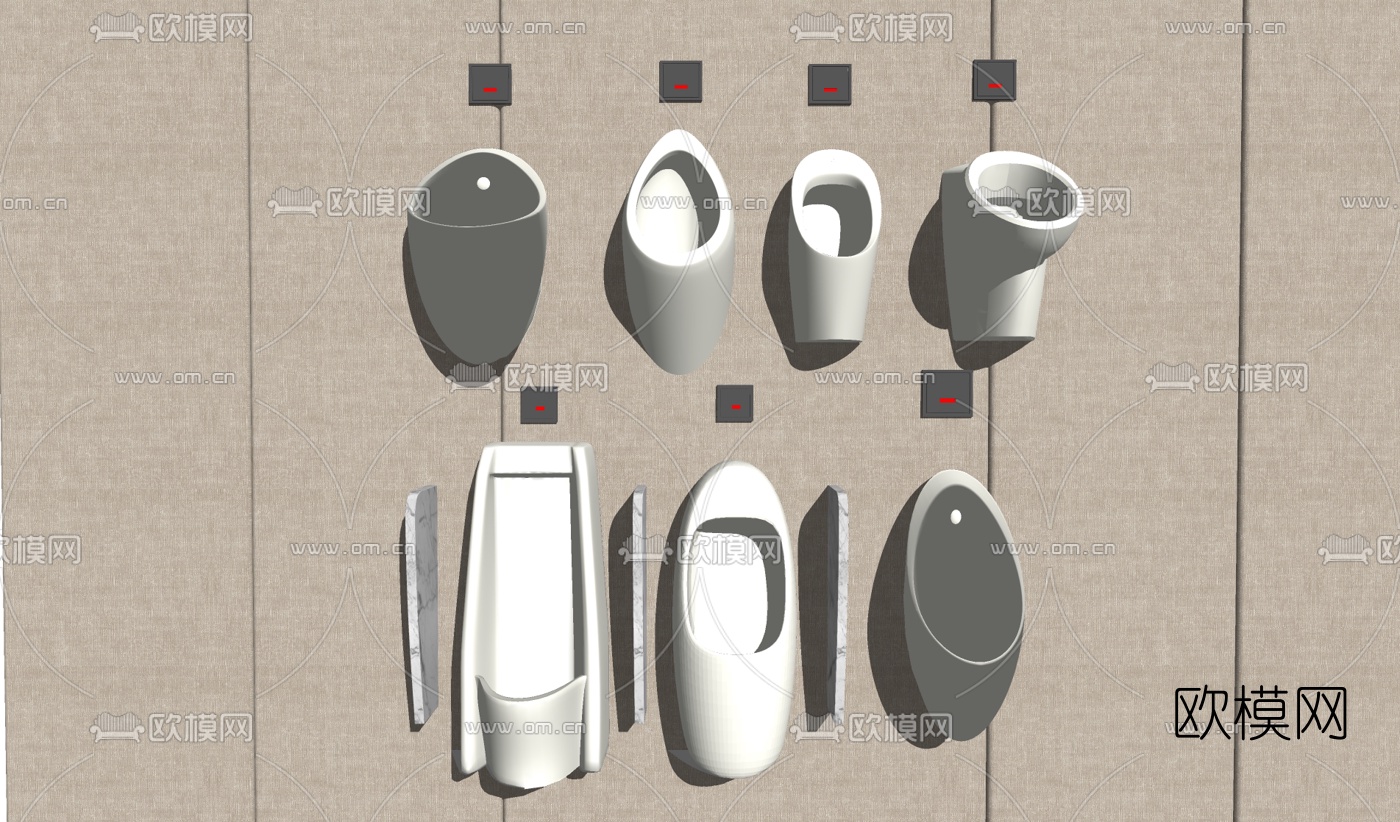 现代小便斗su模型下载（渲染图1）