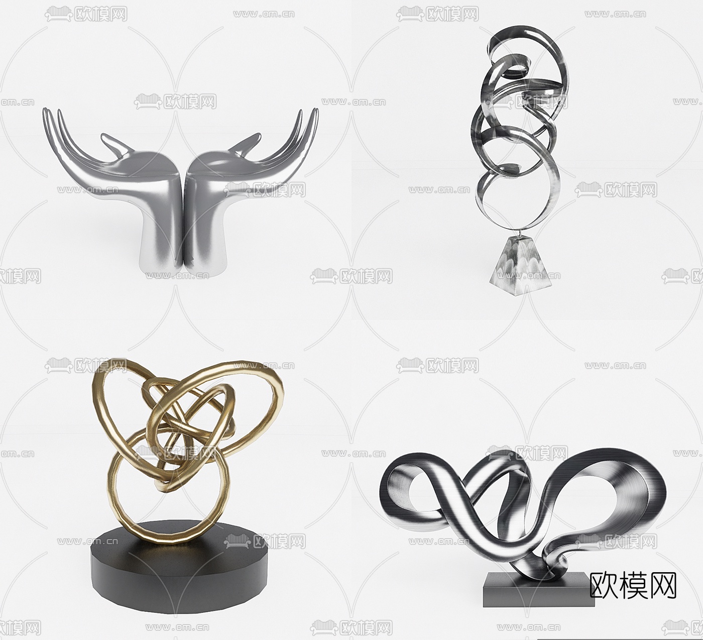 现代艺术雕塑su模型下载（渲染图1）