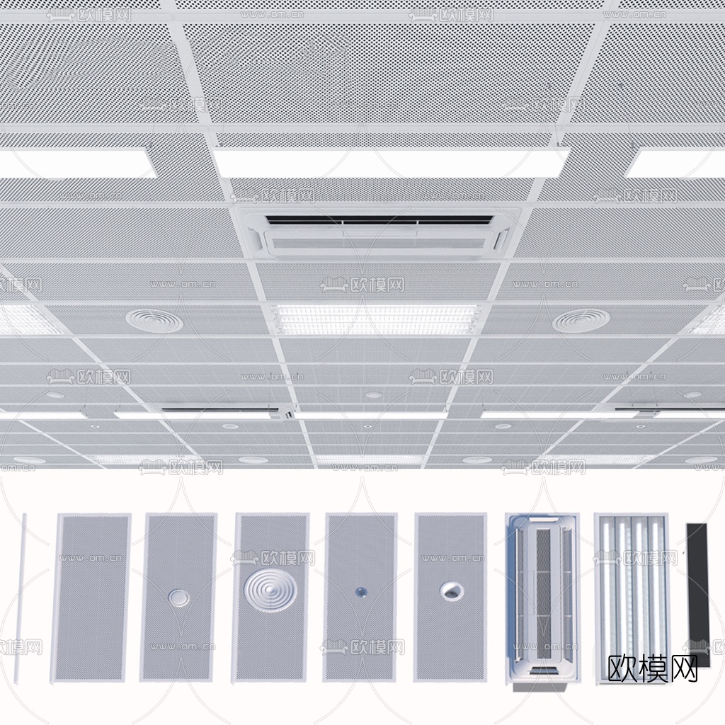 现代集成吊顶出风口3d模型