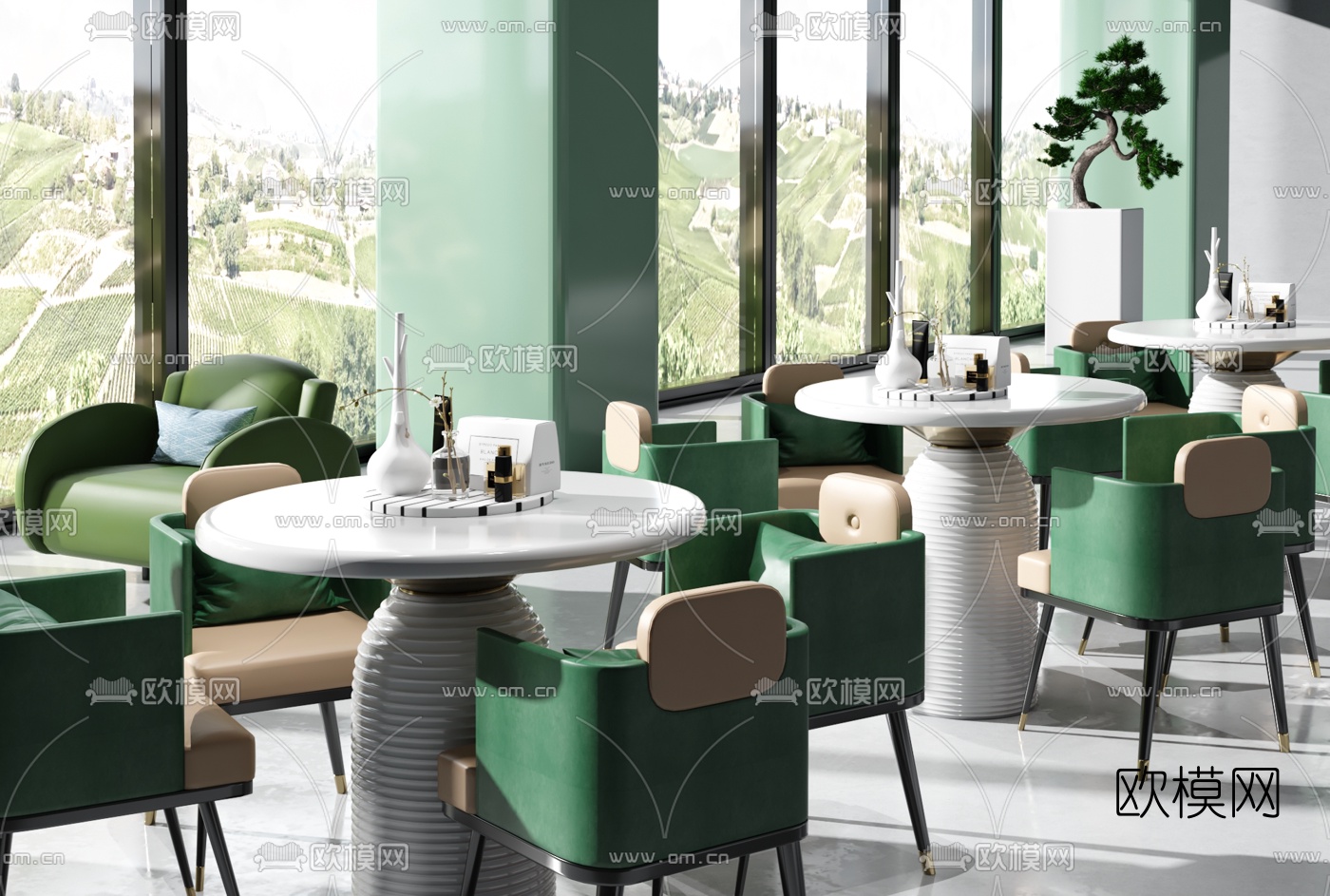 则灵设计  现代休闲接待桌椅3d模型下载