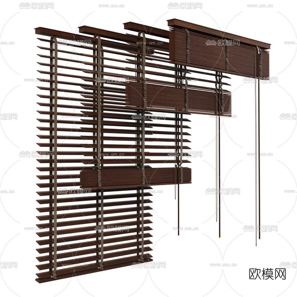 现代竹帘百叶帘窗帘3d模型下载(渲染图2)
