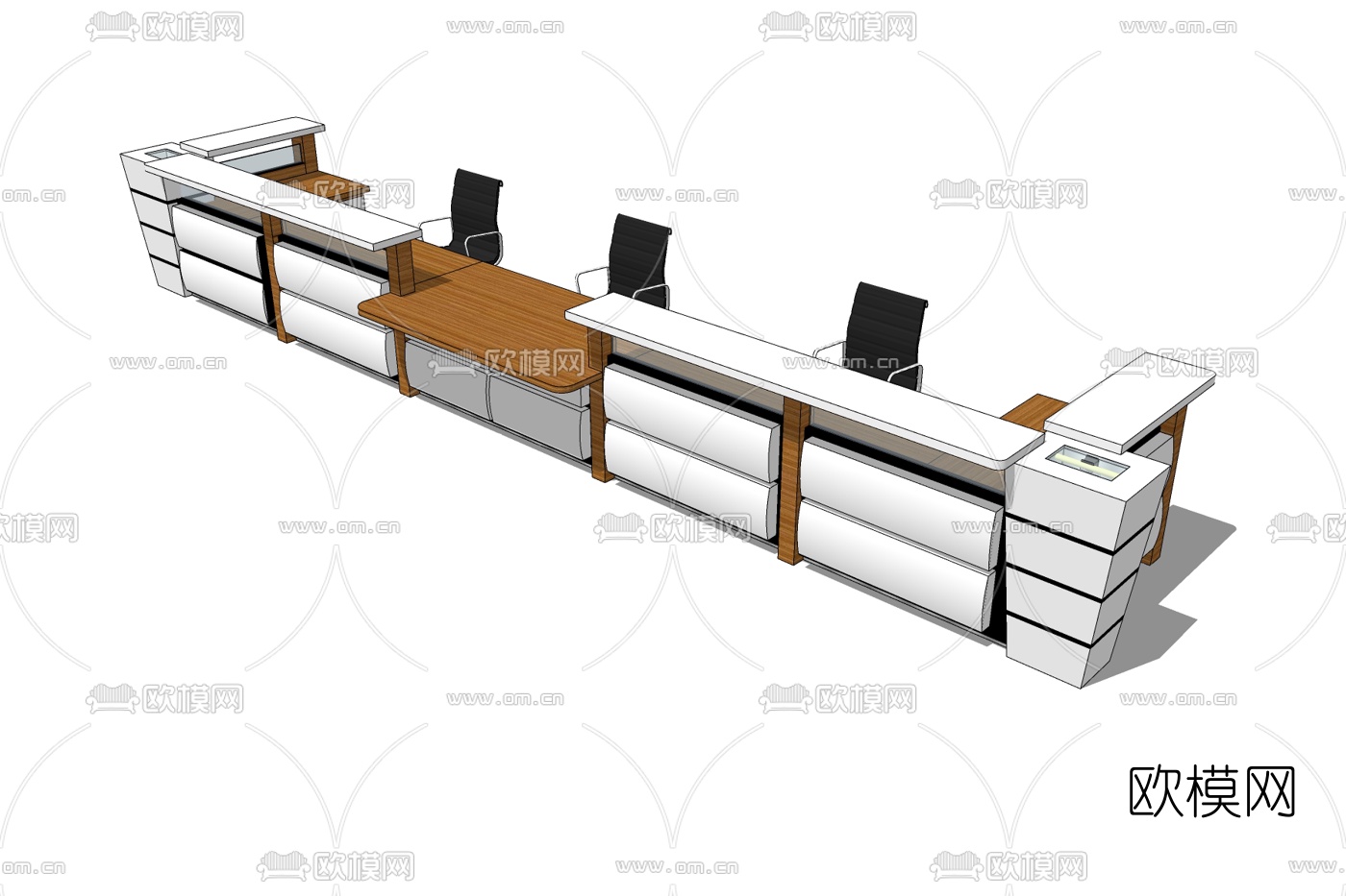 现代接待台免费su模型下载