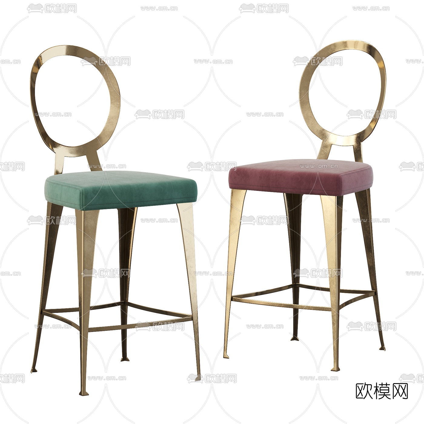 现代轻奢吧椅3d模型下载（渲染图2）