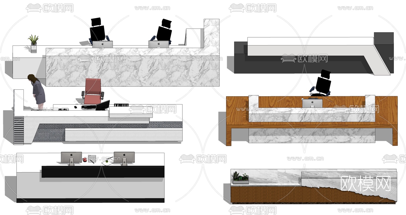 现代酒店前台接待服务台su模型下载_ID10413953_sketchup模型下载-欧模网