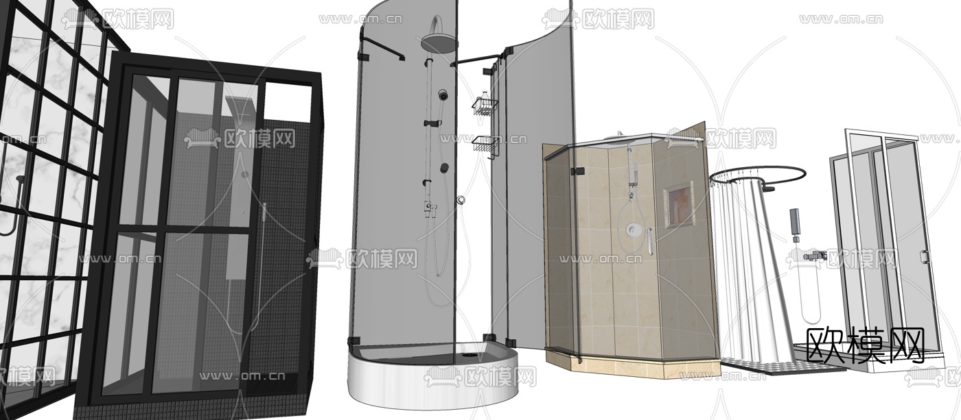 现代淋浴房su模型下载（渲染图2）