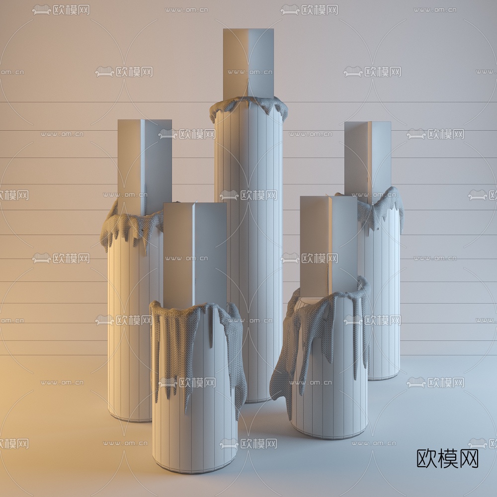 现代蜡烛烛台灯3d模型下载（渲染图3）