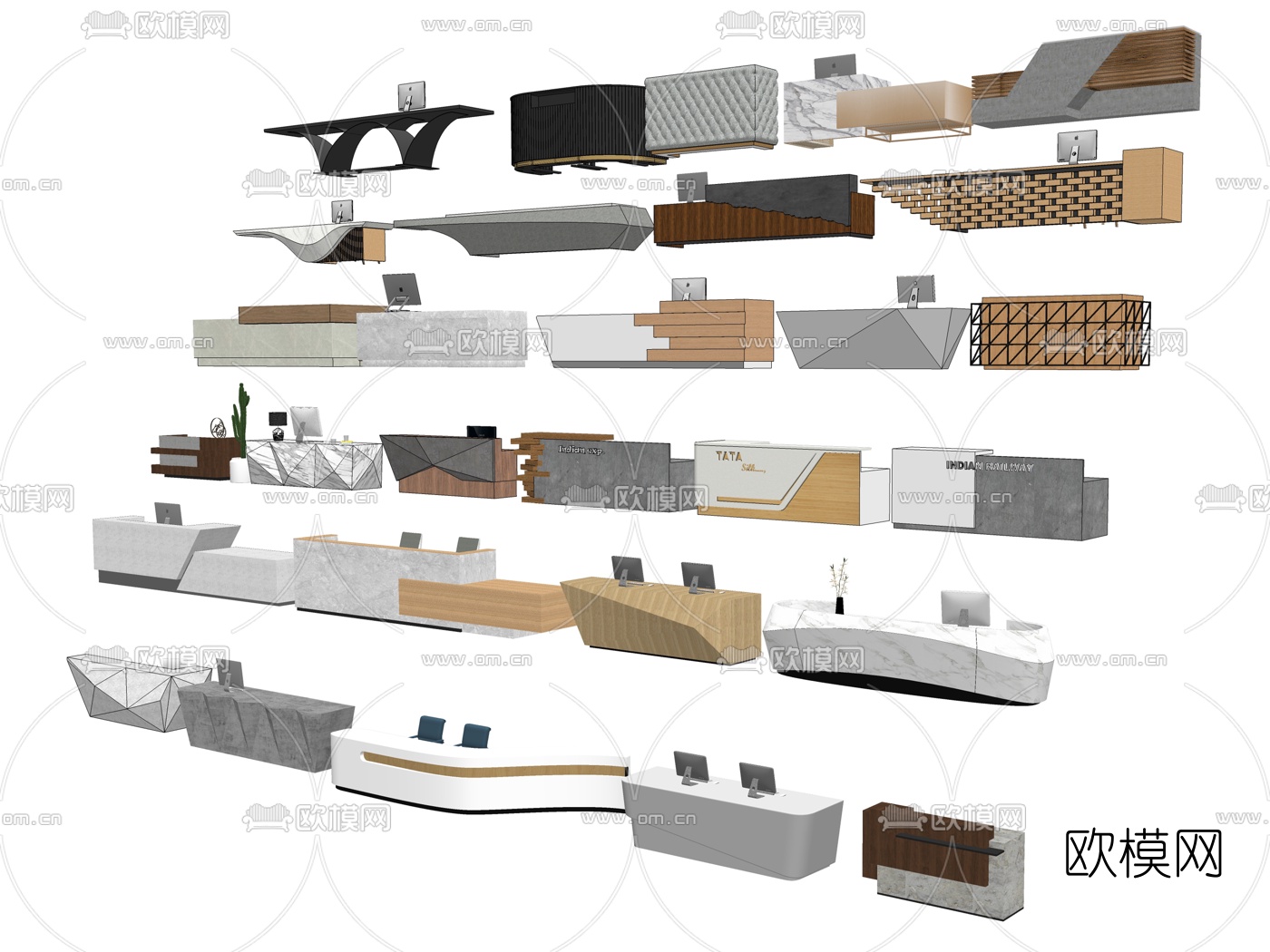 现代公司酒店接待台前台su模型下载（渲染图3）