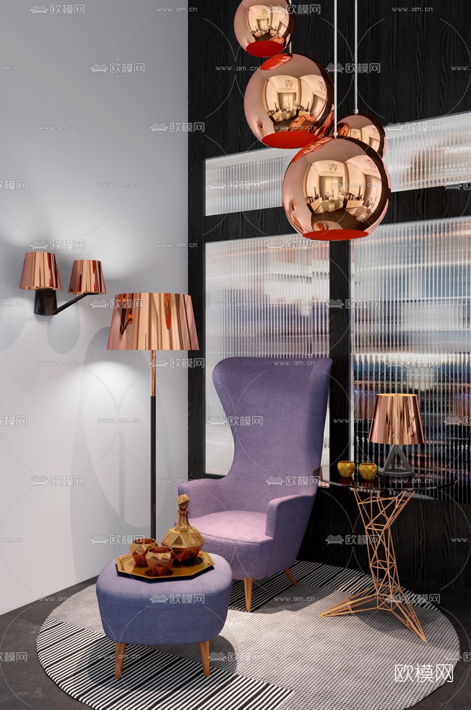 英国Tom Dixon品牌 现代休闲沙发3d模型下载（渲染图1）