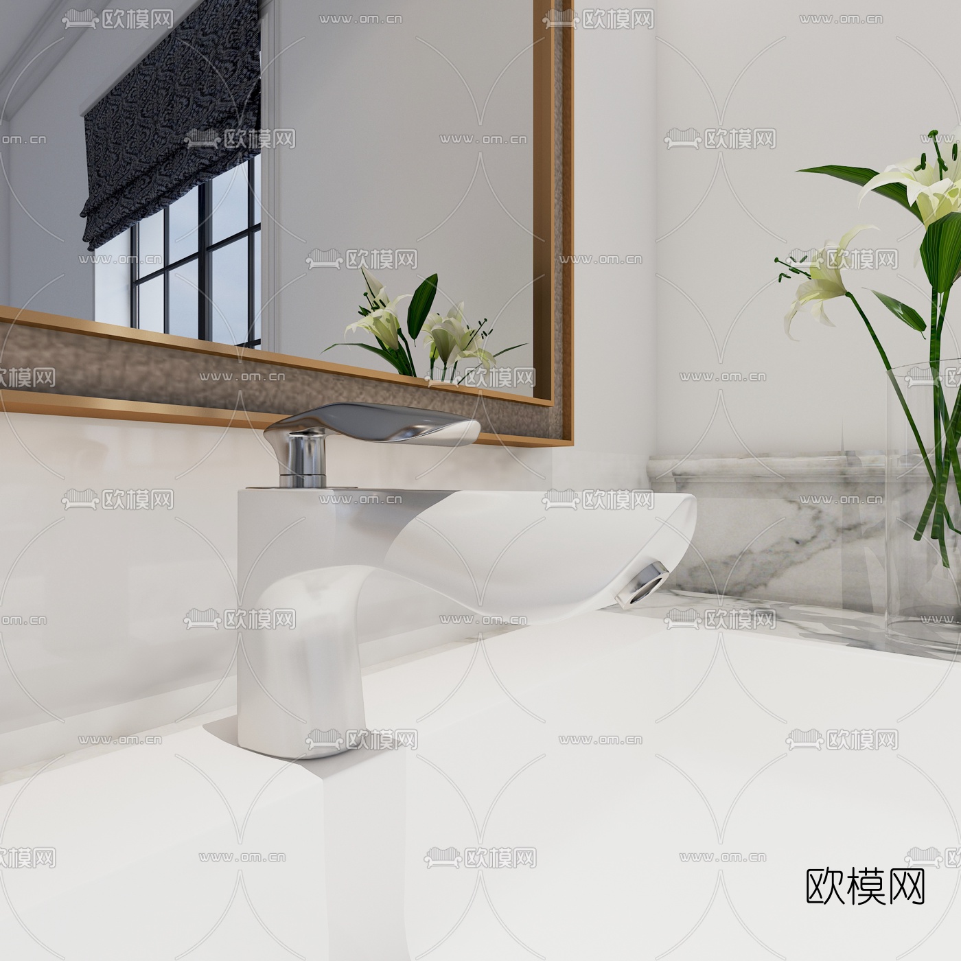 现代水龙头免费3d模型下载（渲染图2）