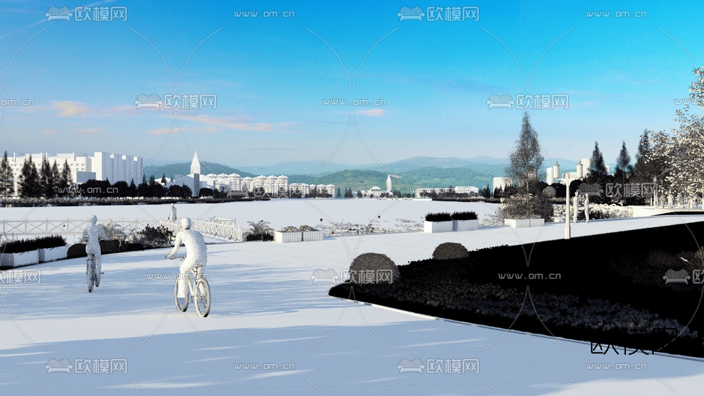 现代公园绿道景观3d模型下载（渲染图2）