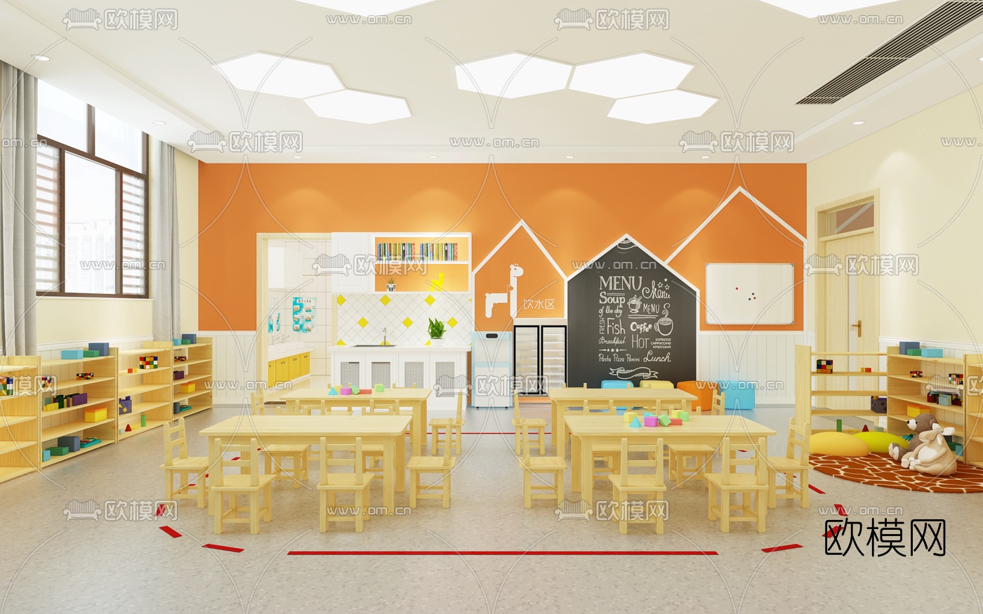 北欧幼儿园课室3d模型下载（渲染图1）