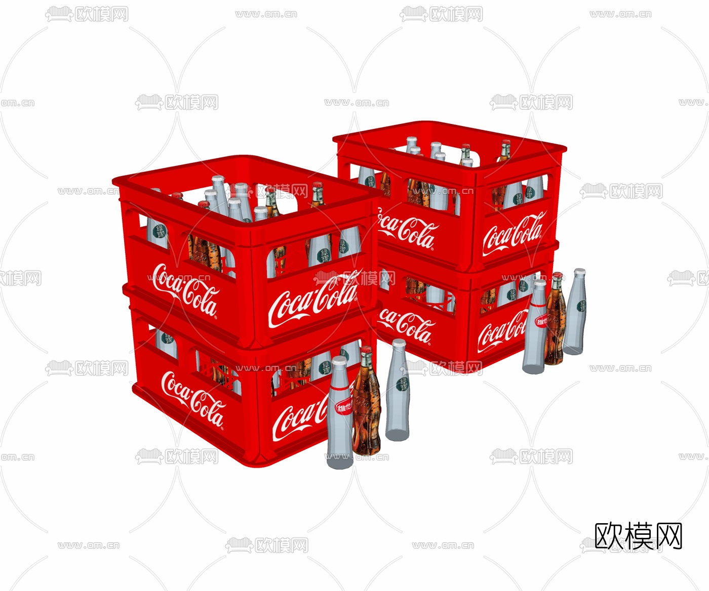 现代可乐汽水塑料筐su模型下载