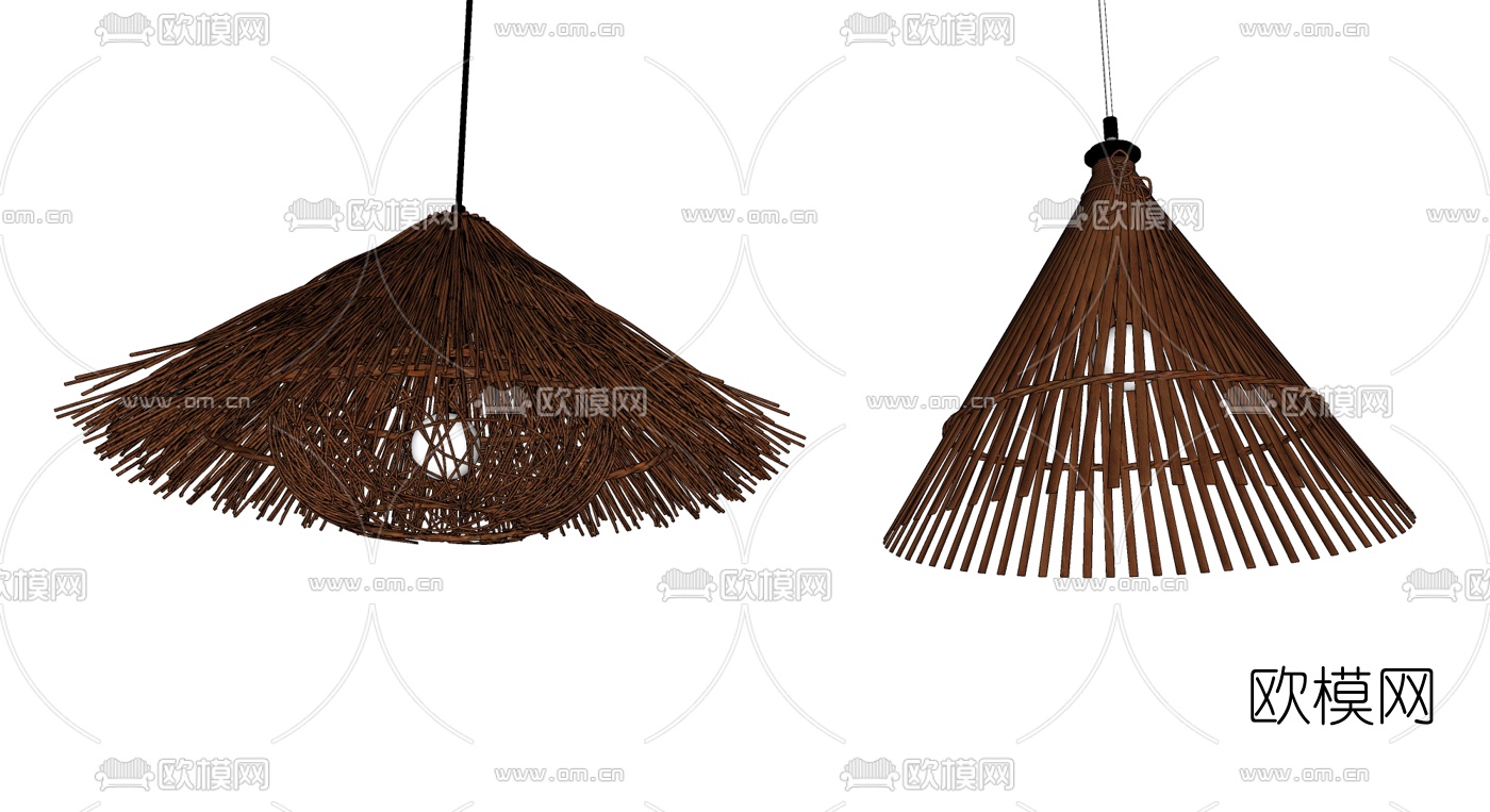 东南亚竹编吊灯su模型下载