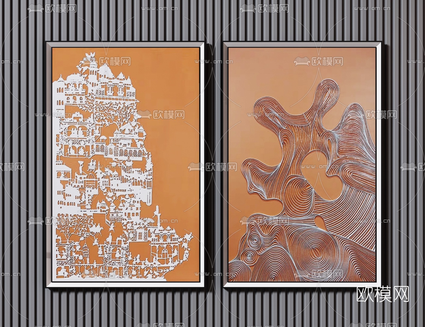 新中式艺术装饰挂画3d模型