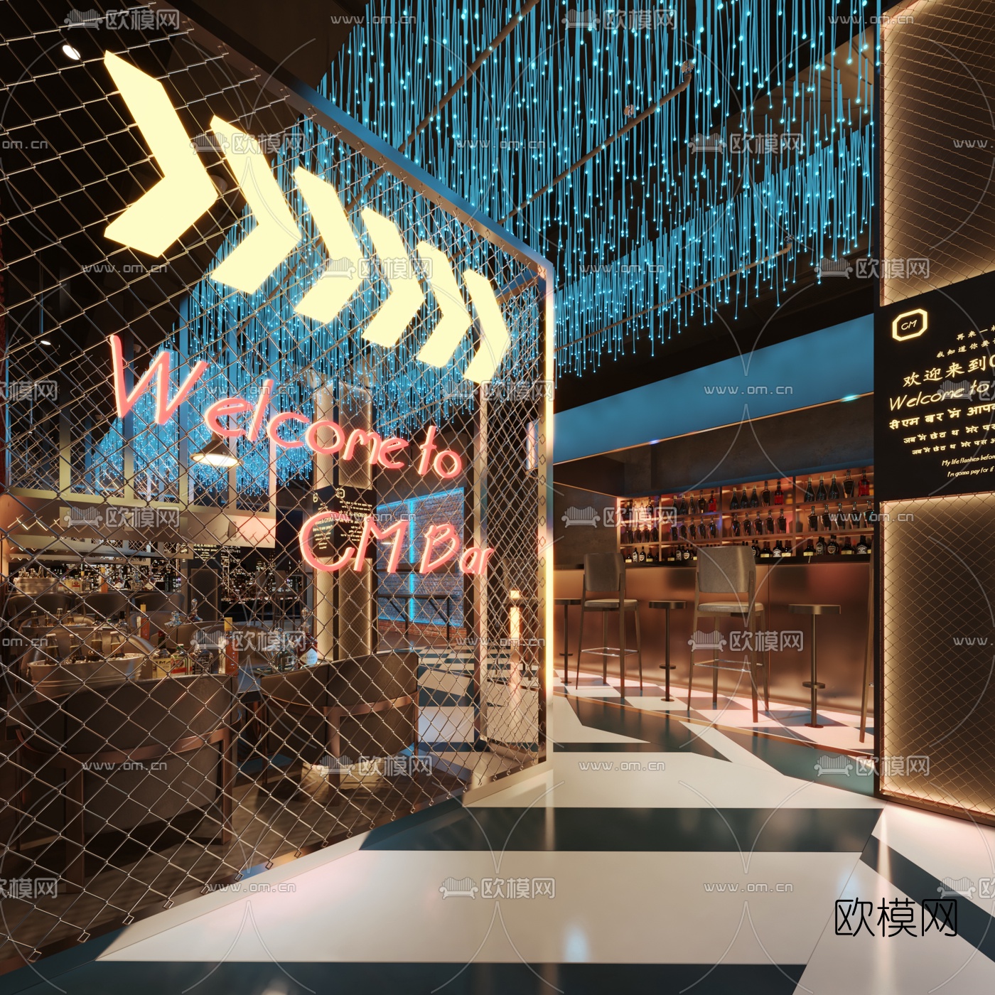 工业风酒吧3d模型