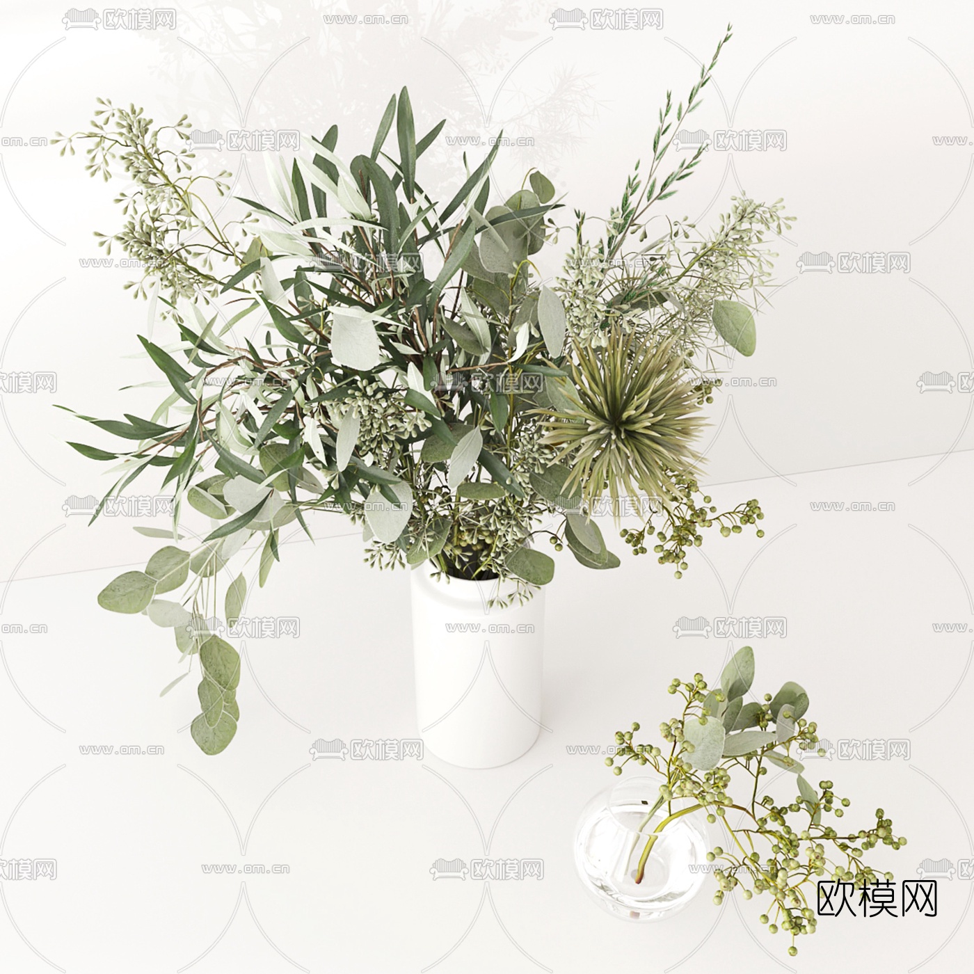 现代花瓶花卉3d模型下载（渲染图2）