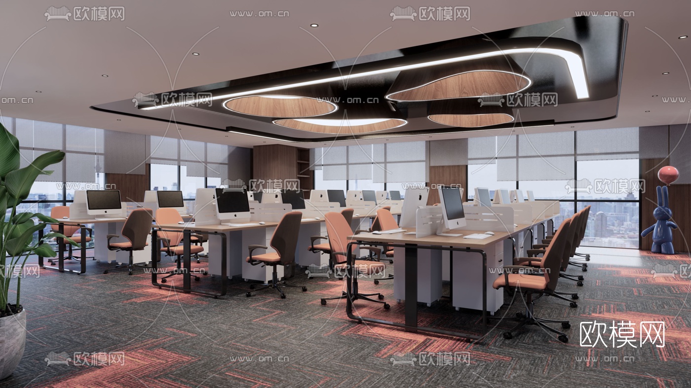 现代办公区su模型下载（渲染图1）