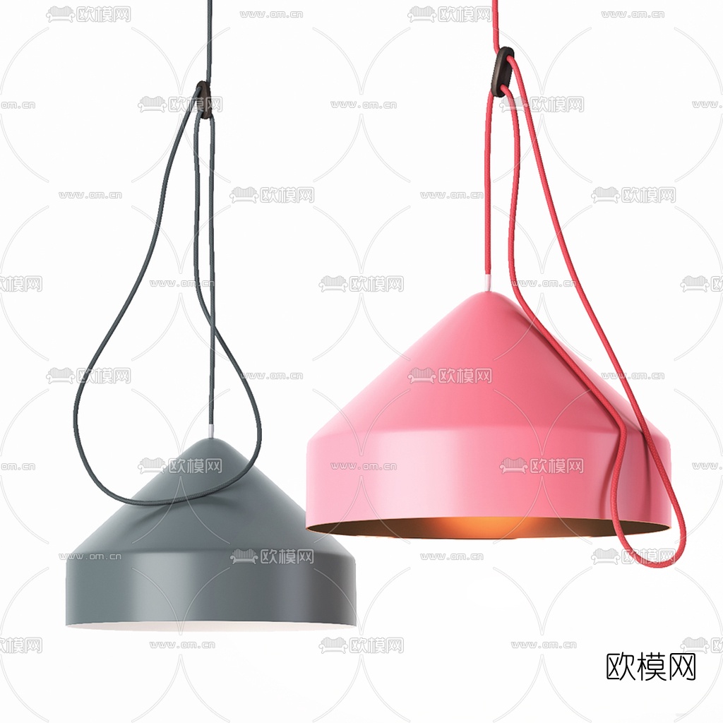 北欧简约灯罩吊灯3d模型