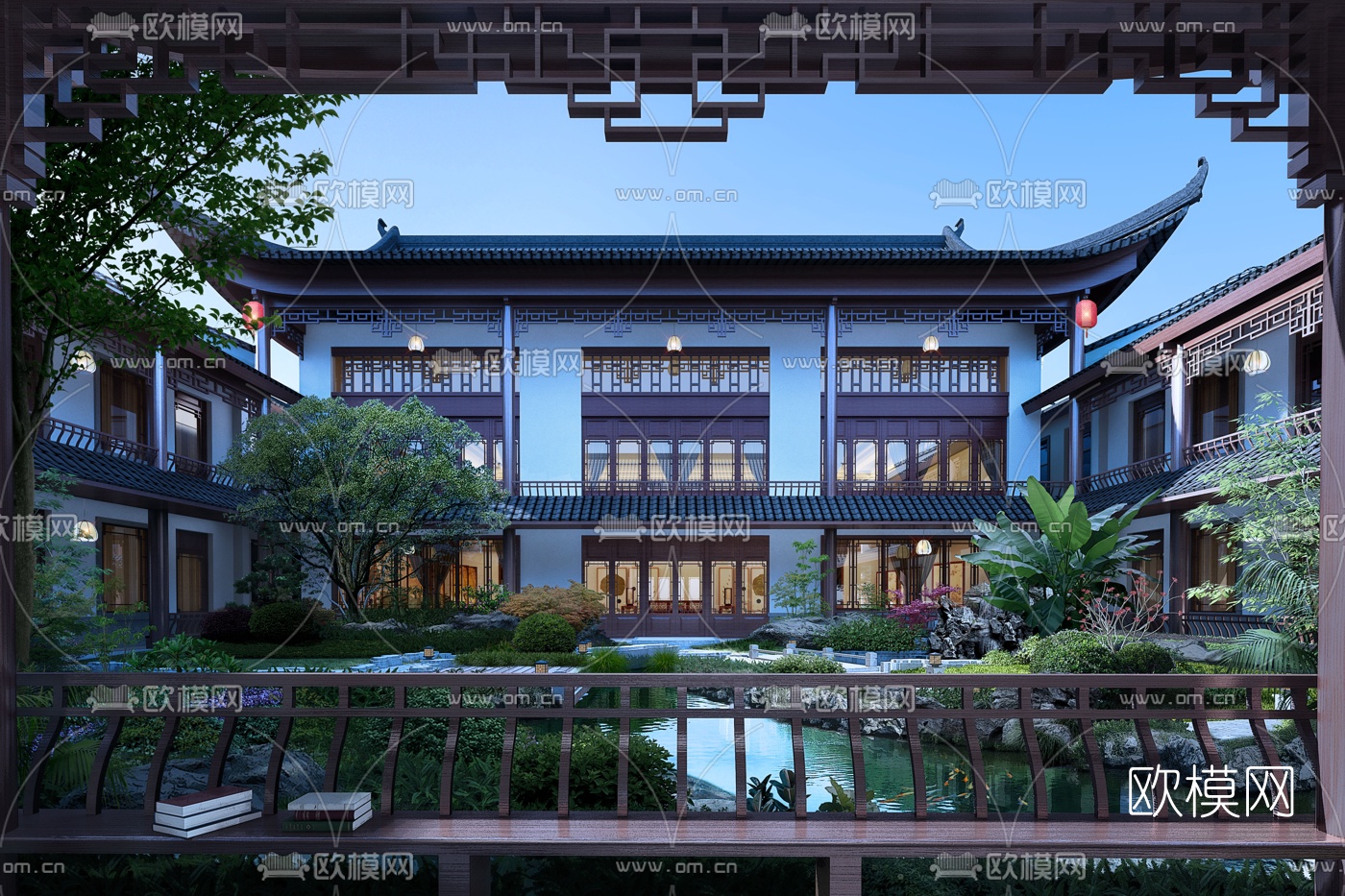 中式古建庭院3d模型下载