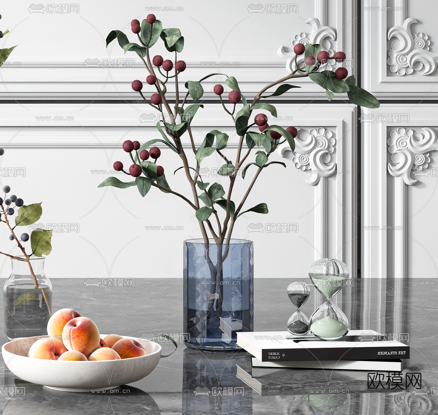 现代玻璃花瓶水生植物3d模型下载（渲染图3）