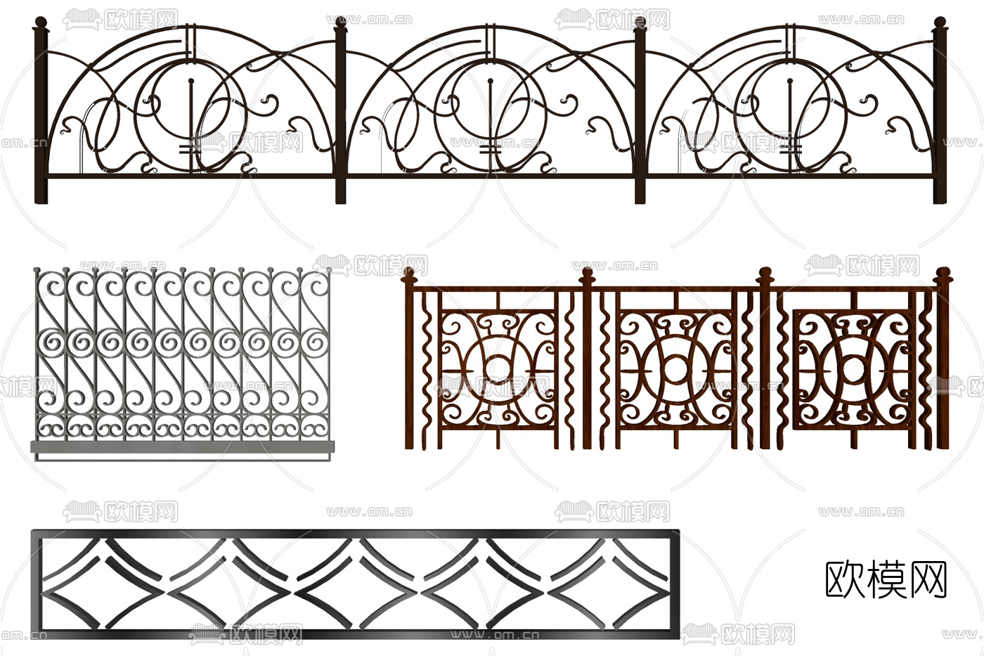 欧式铁艺护栏su模型下载