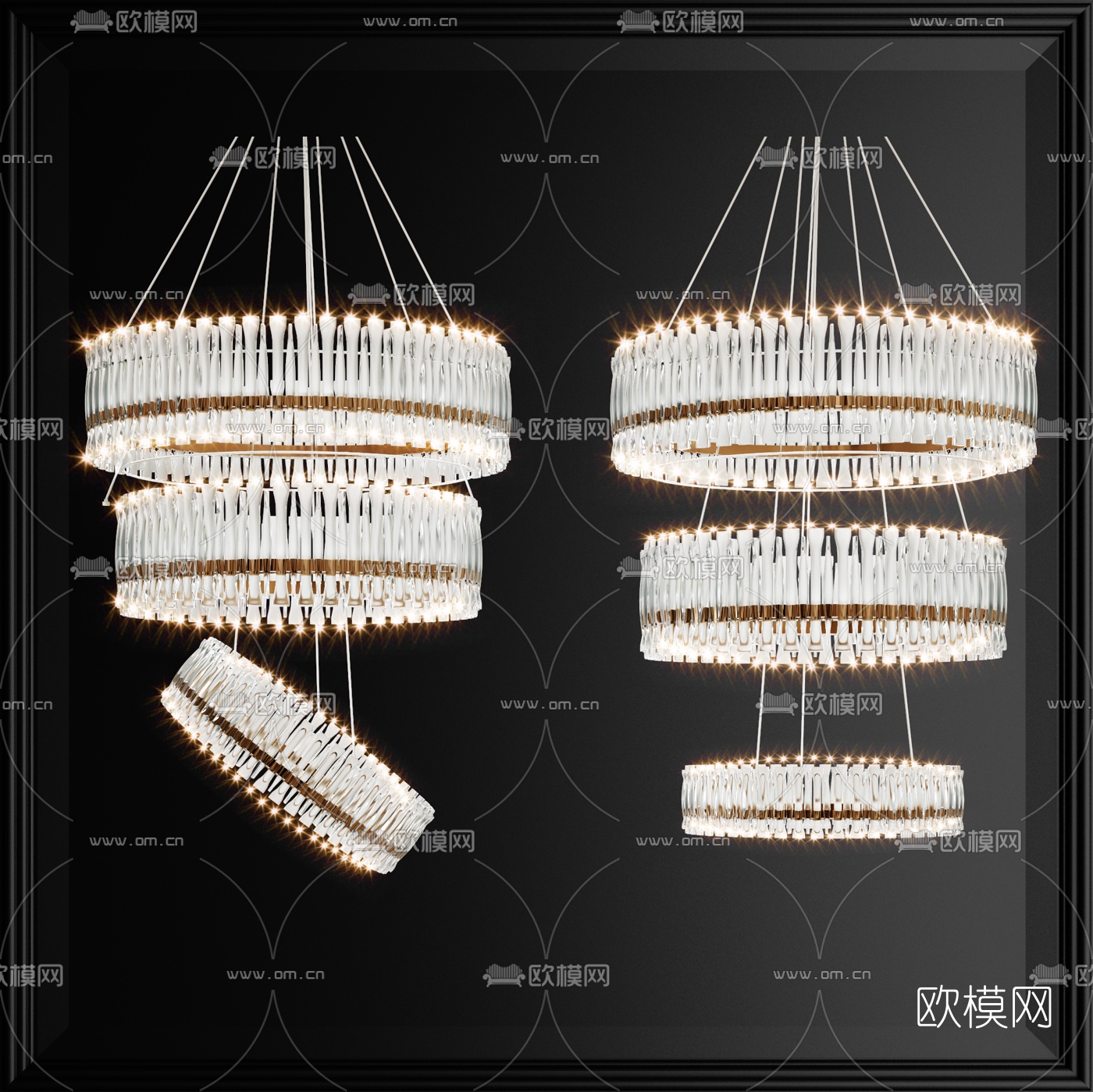 现代多层水晶吊灯3d模型下载