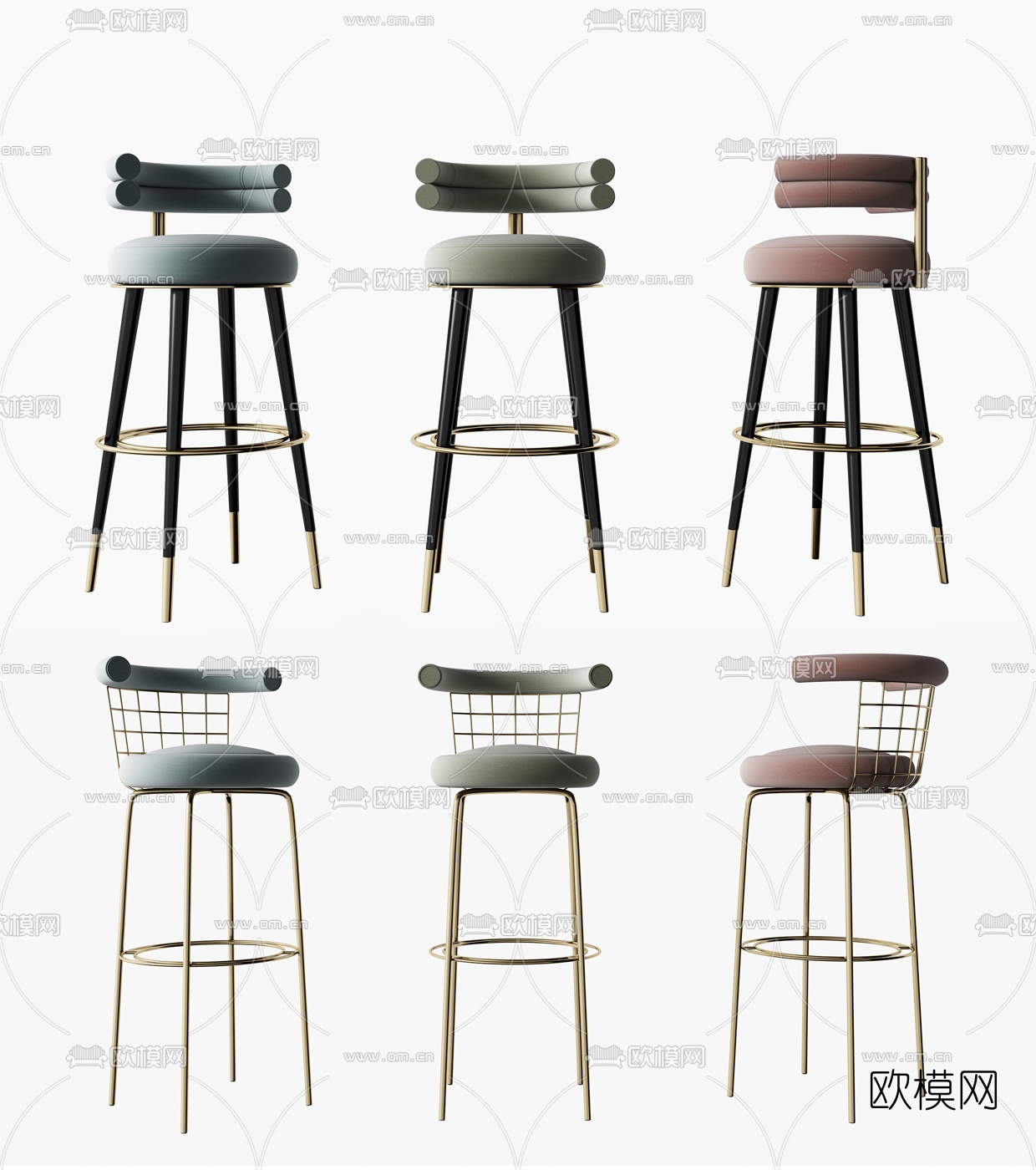 现代吧椅组合3d模型下载（渲染图1）
