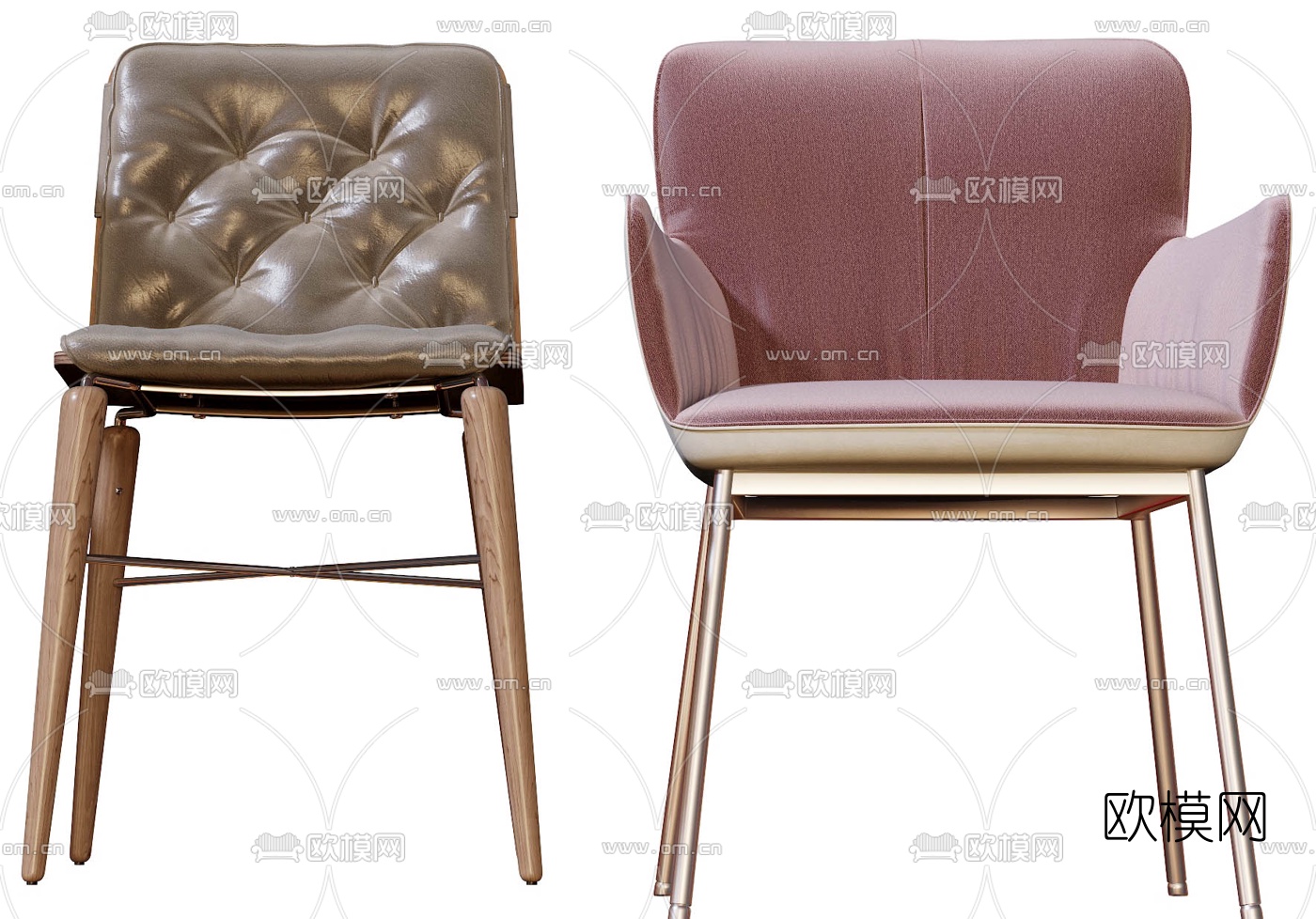 现代轻奢布艺休闲椅3d模型下载（渲染图4）