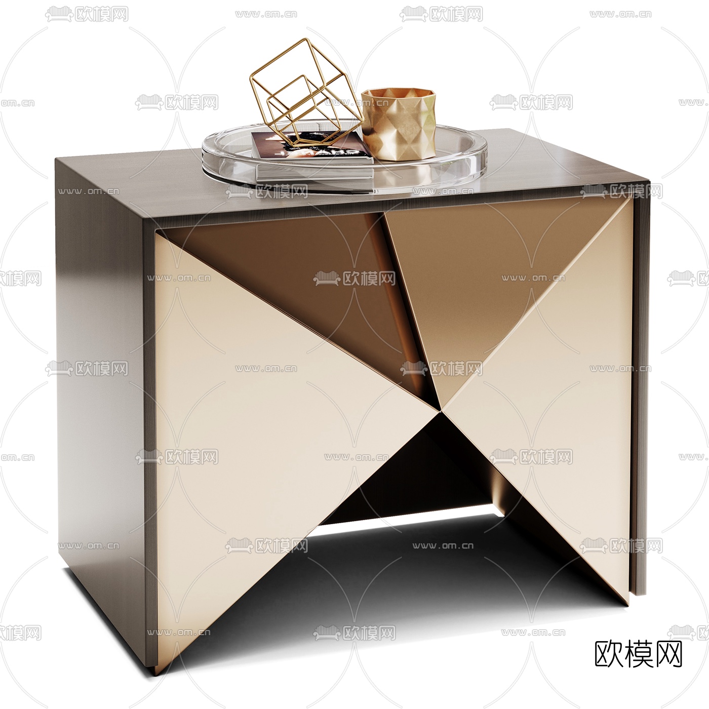 现代轻奢床头柜3d模型下载（渲染图2）