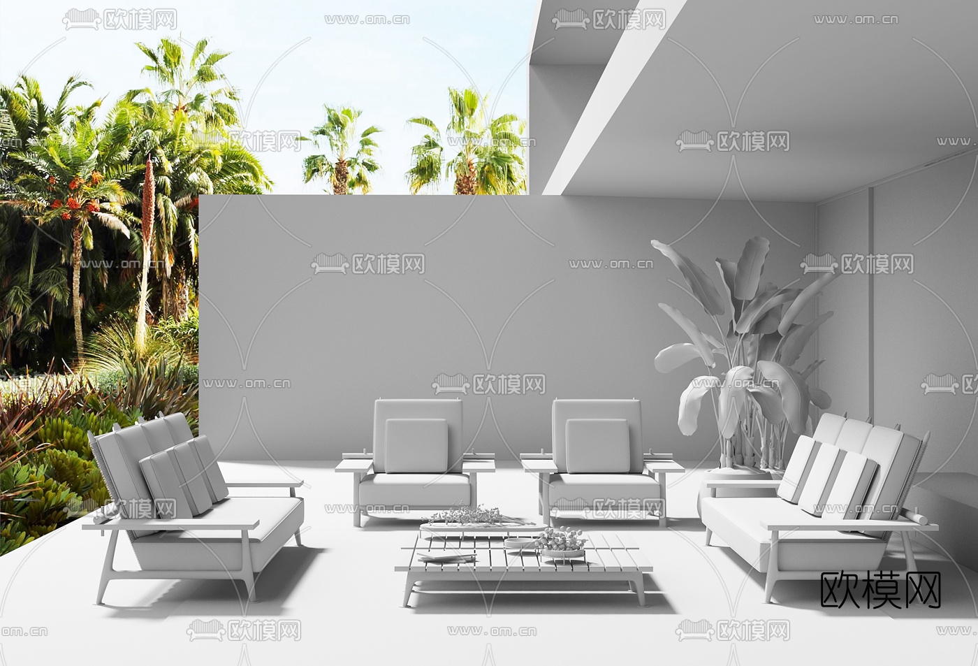 意大利Cassina品牌 现代户外休闲沙发组合3d模型
