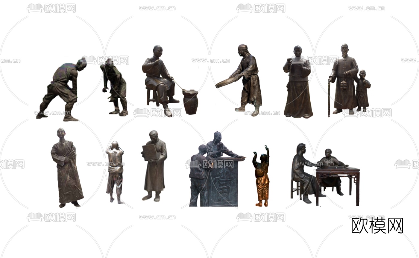 中式民俗人物组件su模型下载