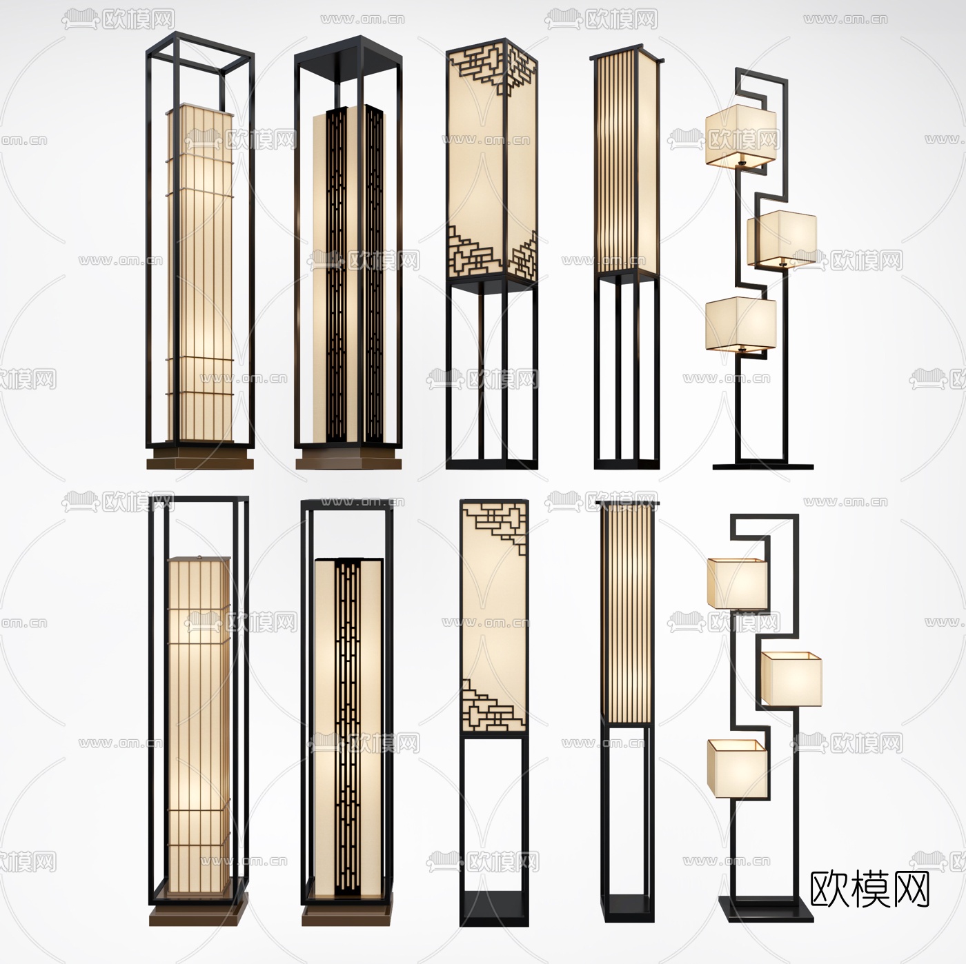 新中式落地灯su模型下载（渲染图1）