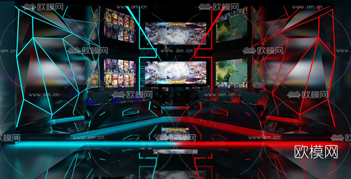 现代电竞科技网咖免费3d模型下载