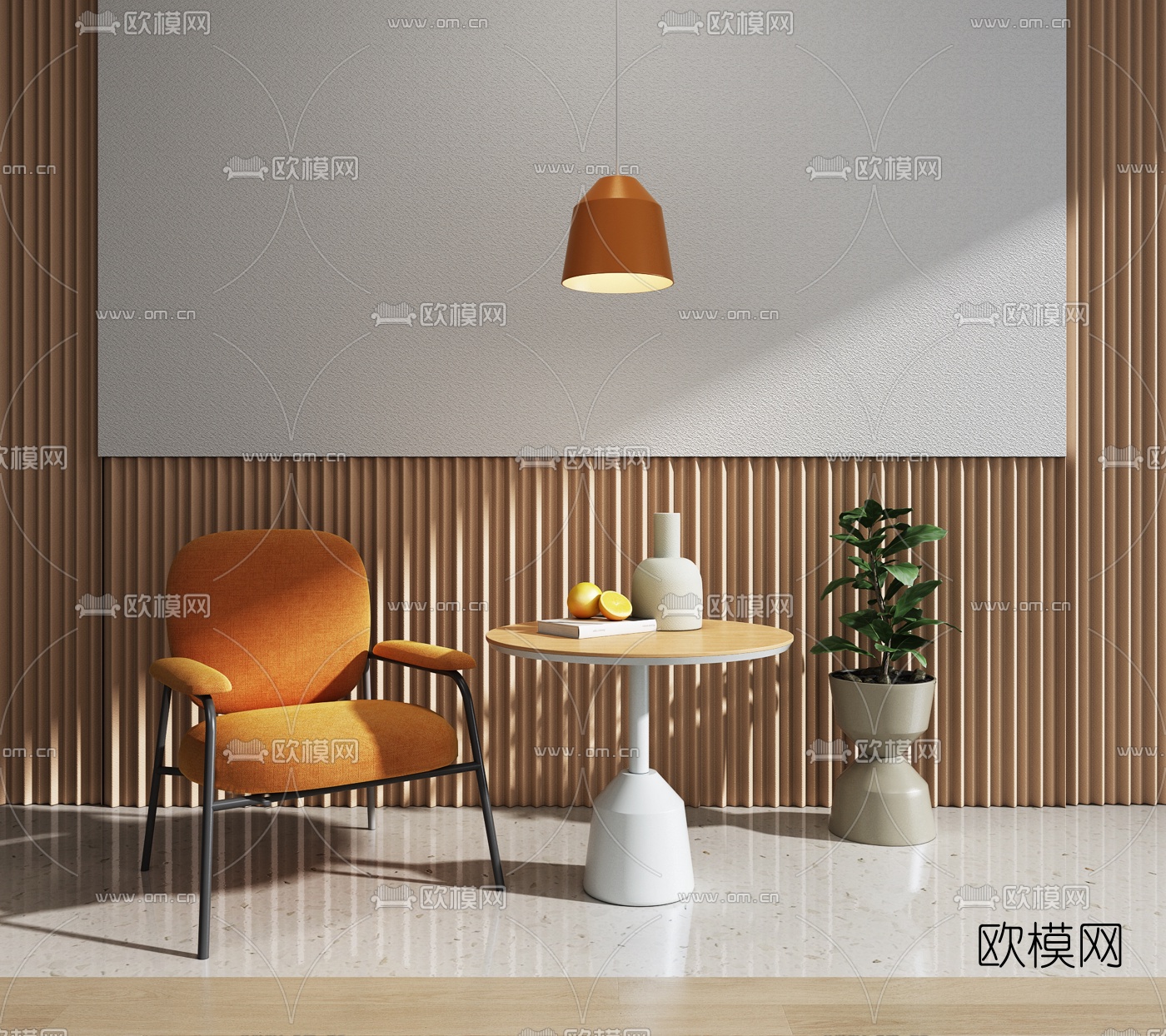 北欧休闲椅茶几组合3d模型