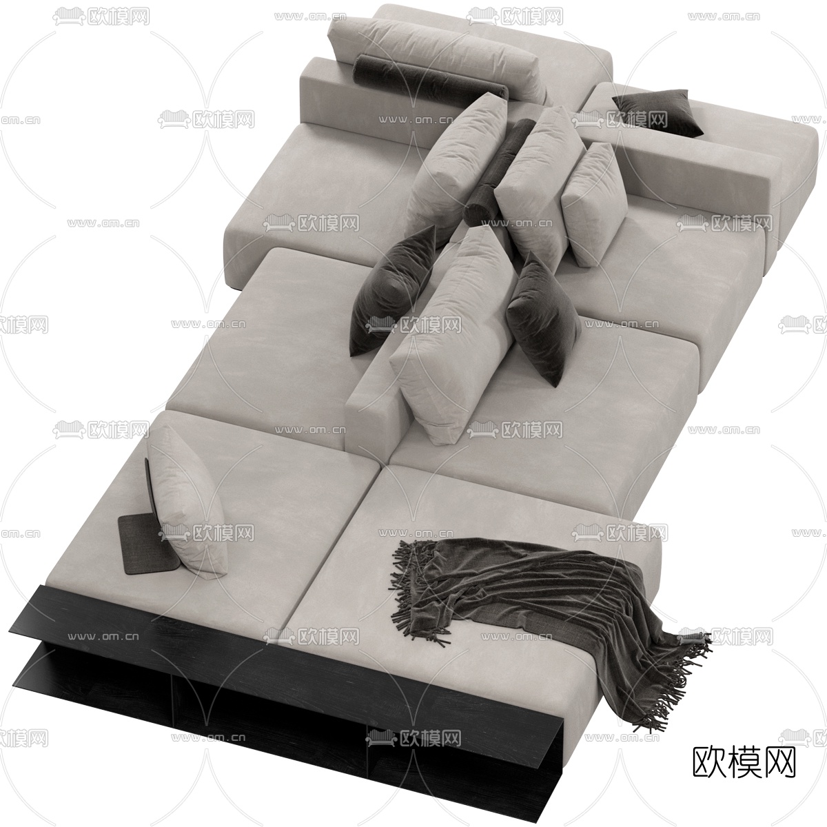 现代布艺休闲沙发3d模型下载（渲染图2）