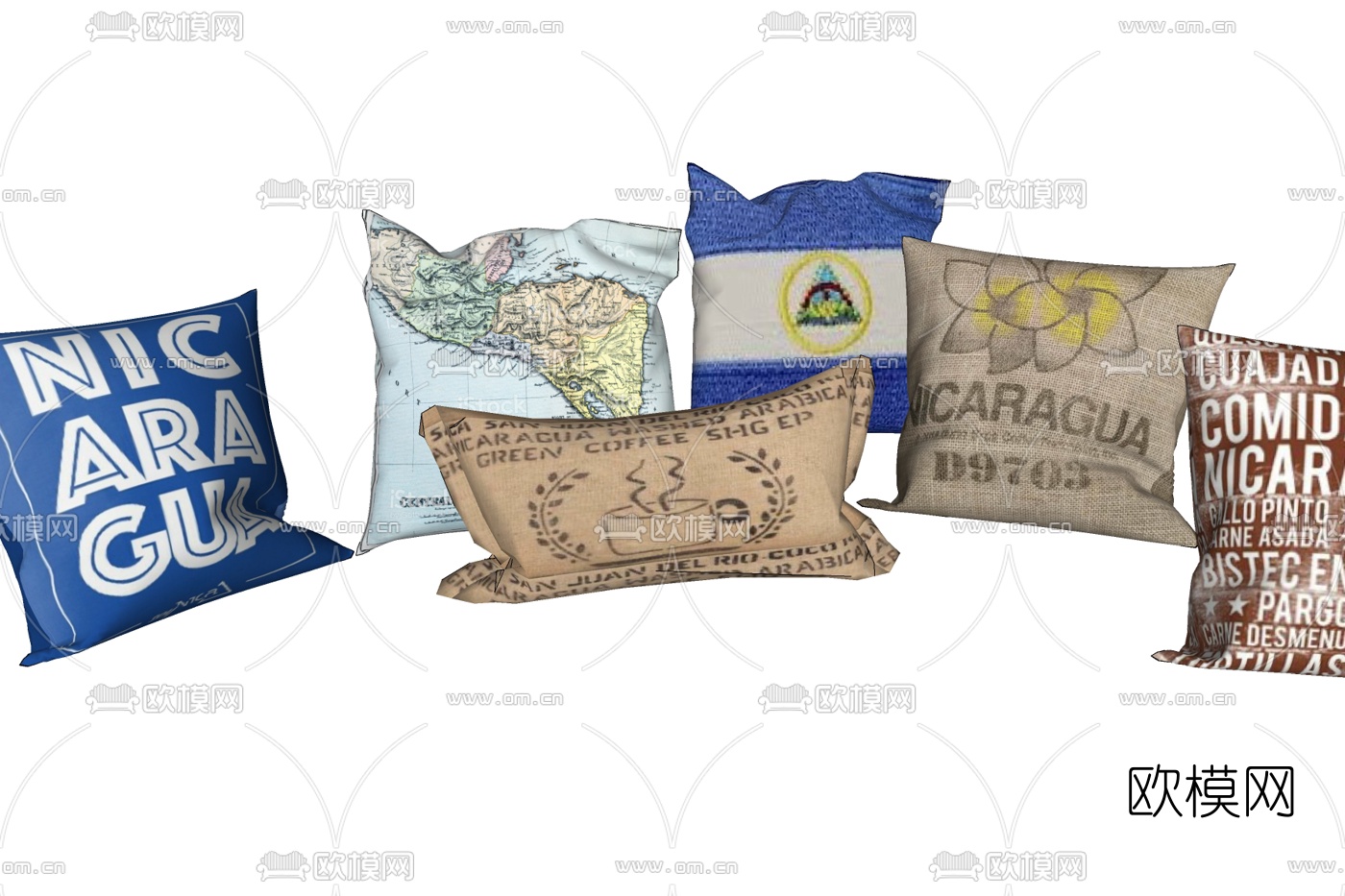 现代布艺抱枕免费su模型下载