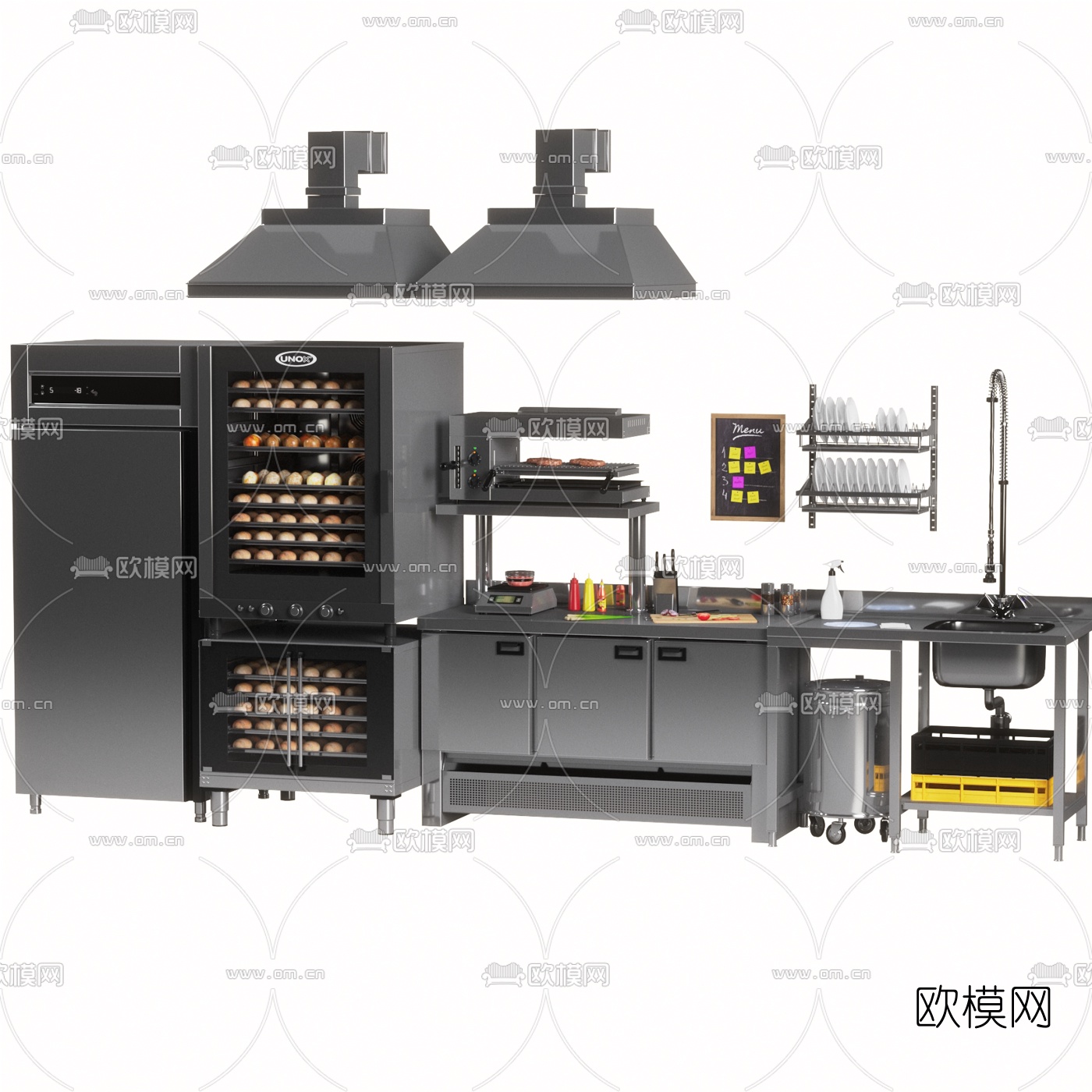 現代西餐廚房設備3d模型