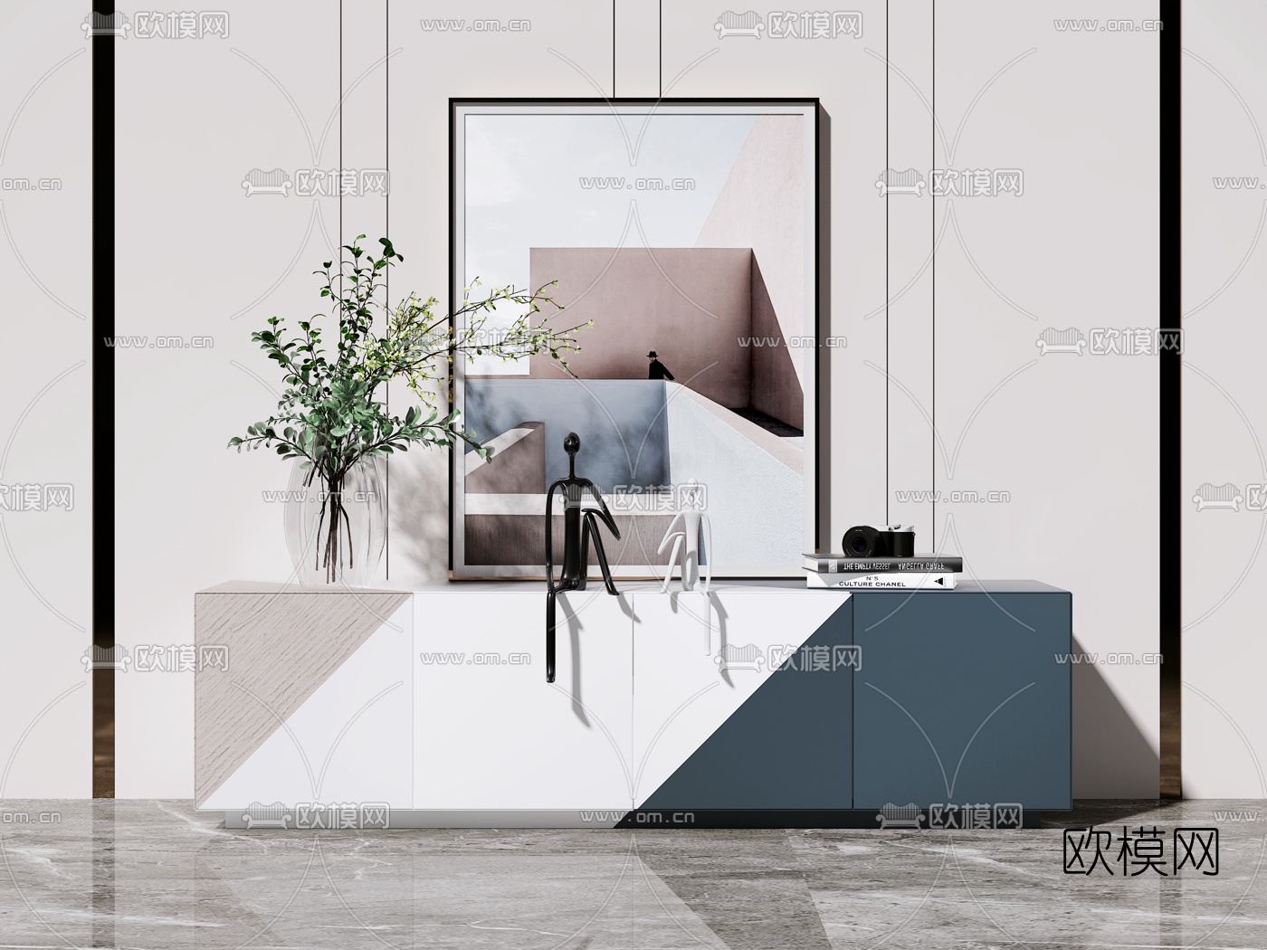 北欧简约玄关柜边柜3d模型