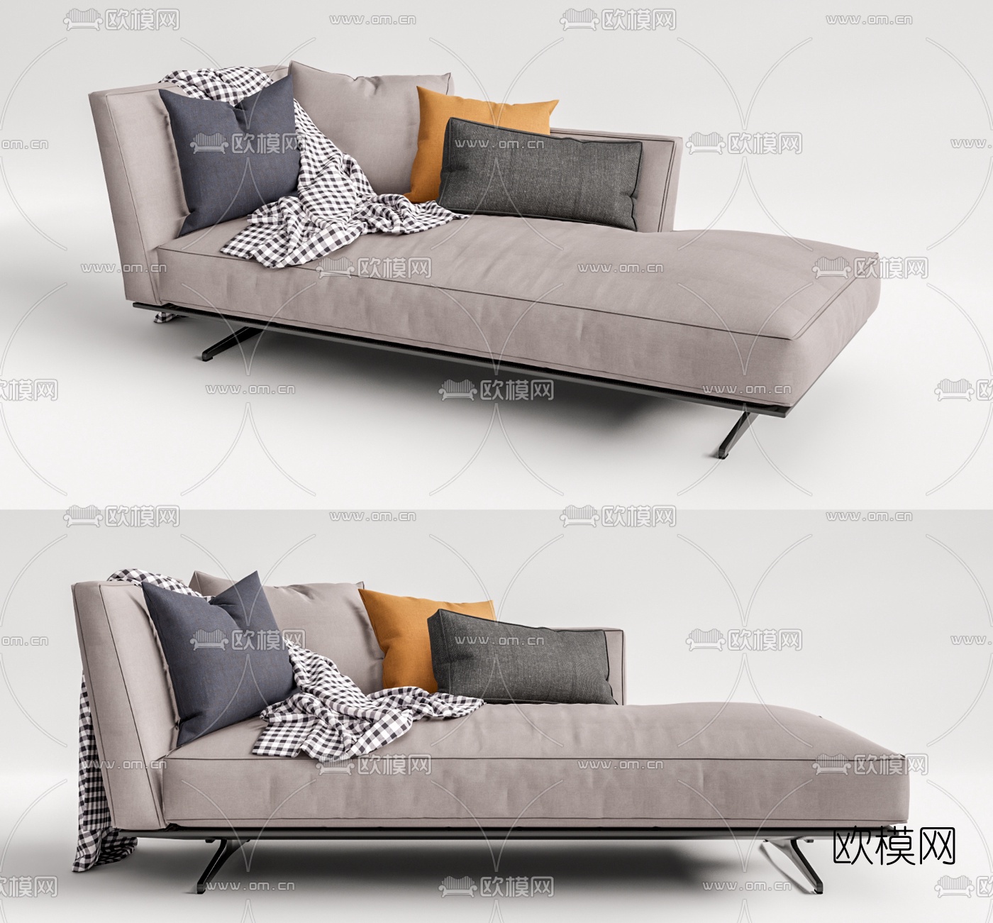 现代布艺贵妃椅su模型